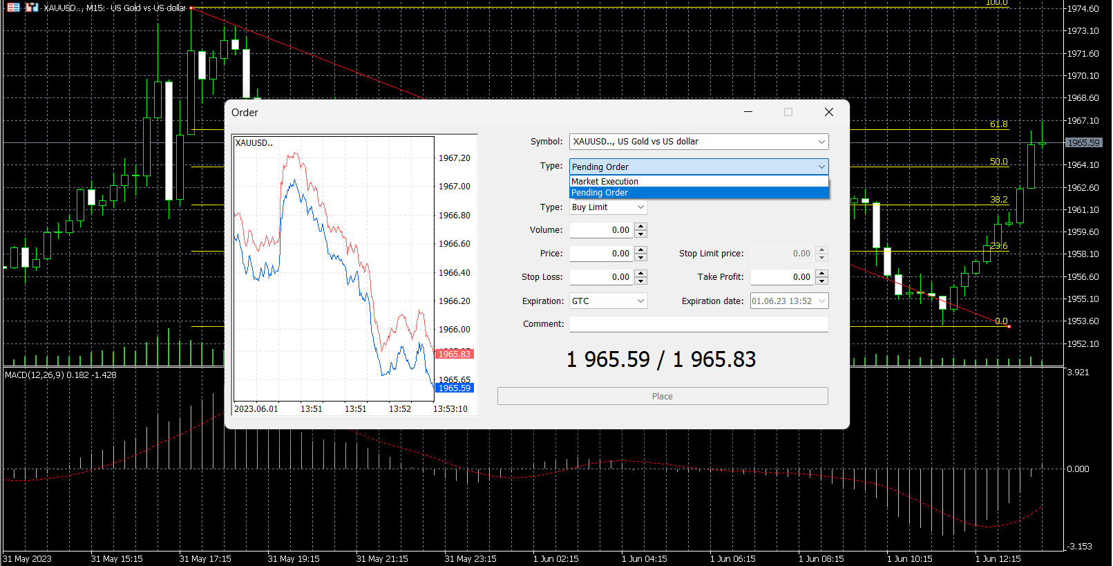 Placing a trading order on MT5