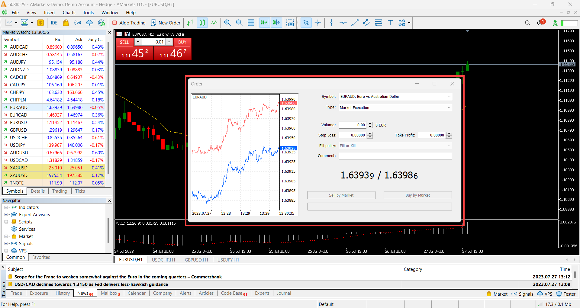 Order Entry on the MetaTrader 5 Platform