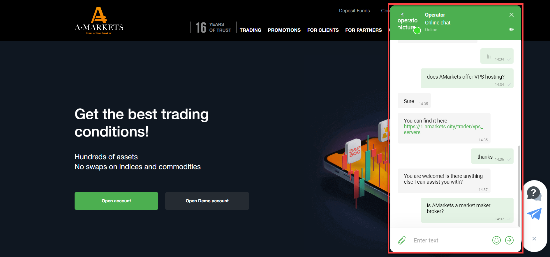AMarkets Live Chat