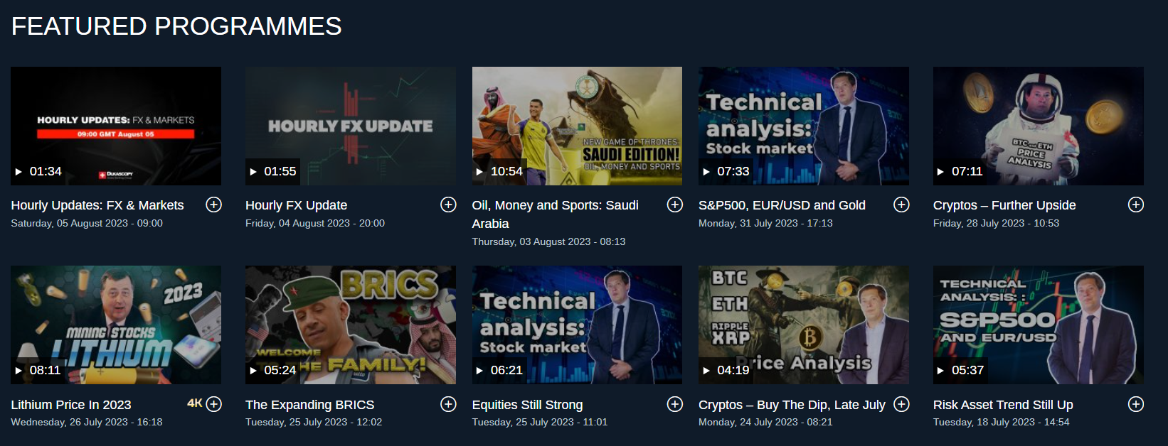 The webinars TV section