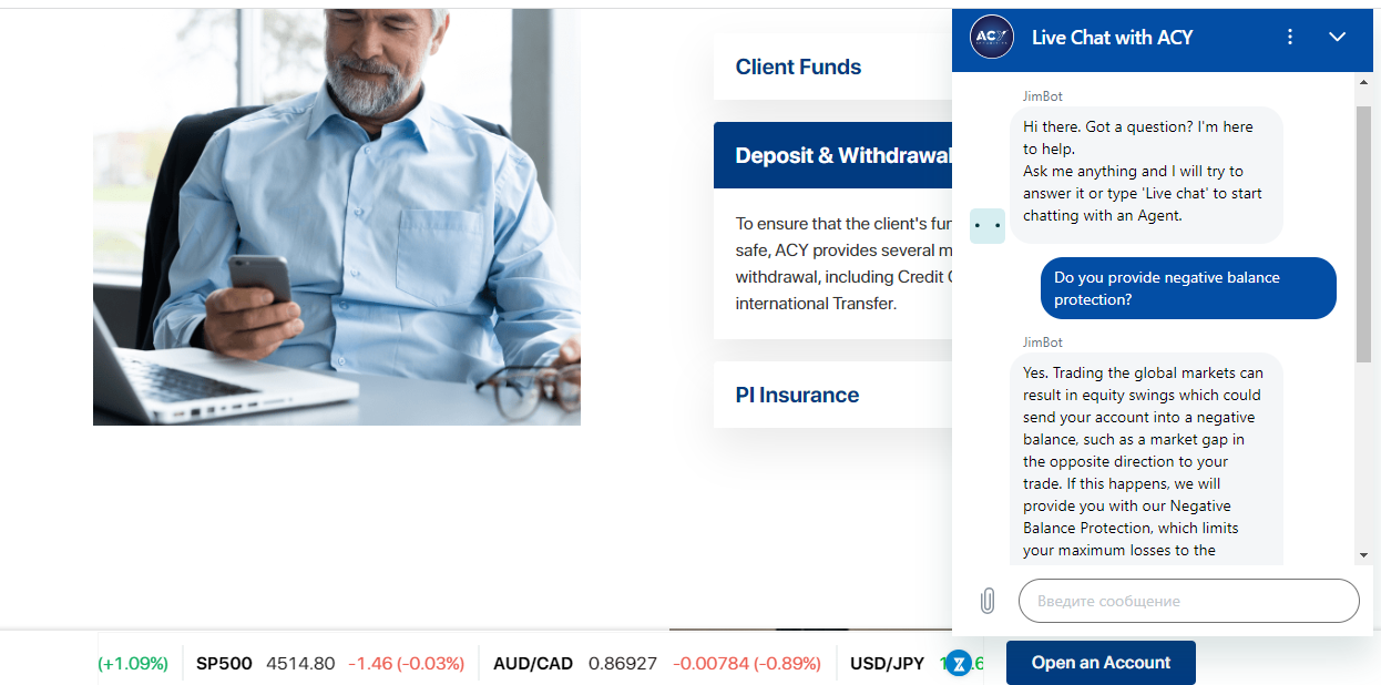 Chat bot at ACY Securities