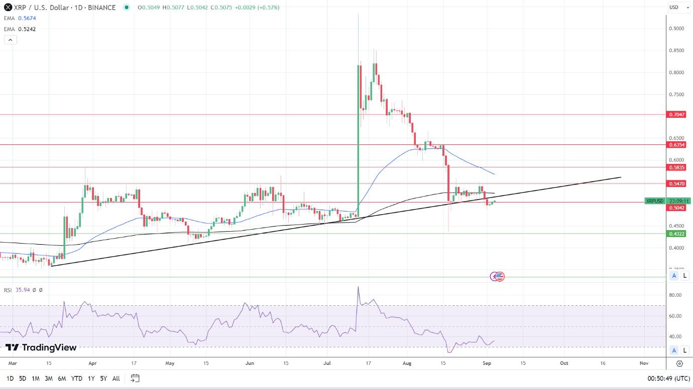 XRP Daily Chart sends bearish price signals.