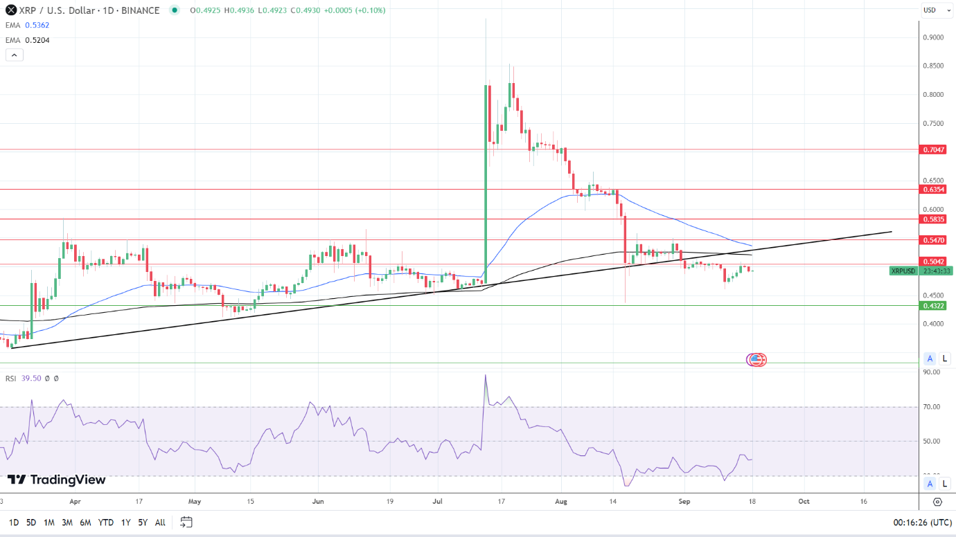 XRP Daily Chart affirms bearish price signals,