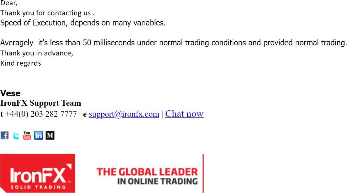 IronFX’s response email