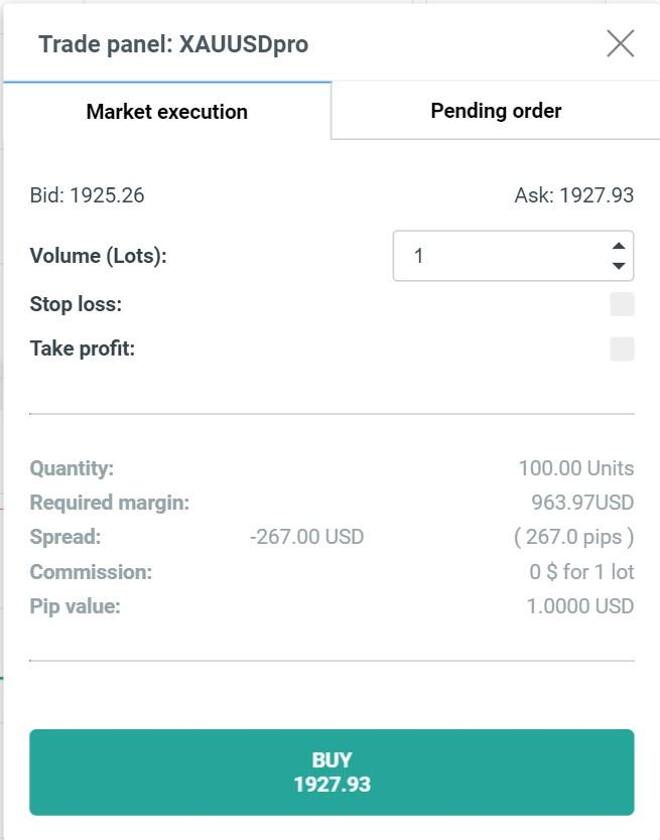 An orders screen on XPro Markets’ platform