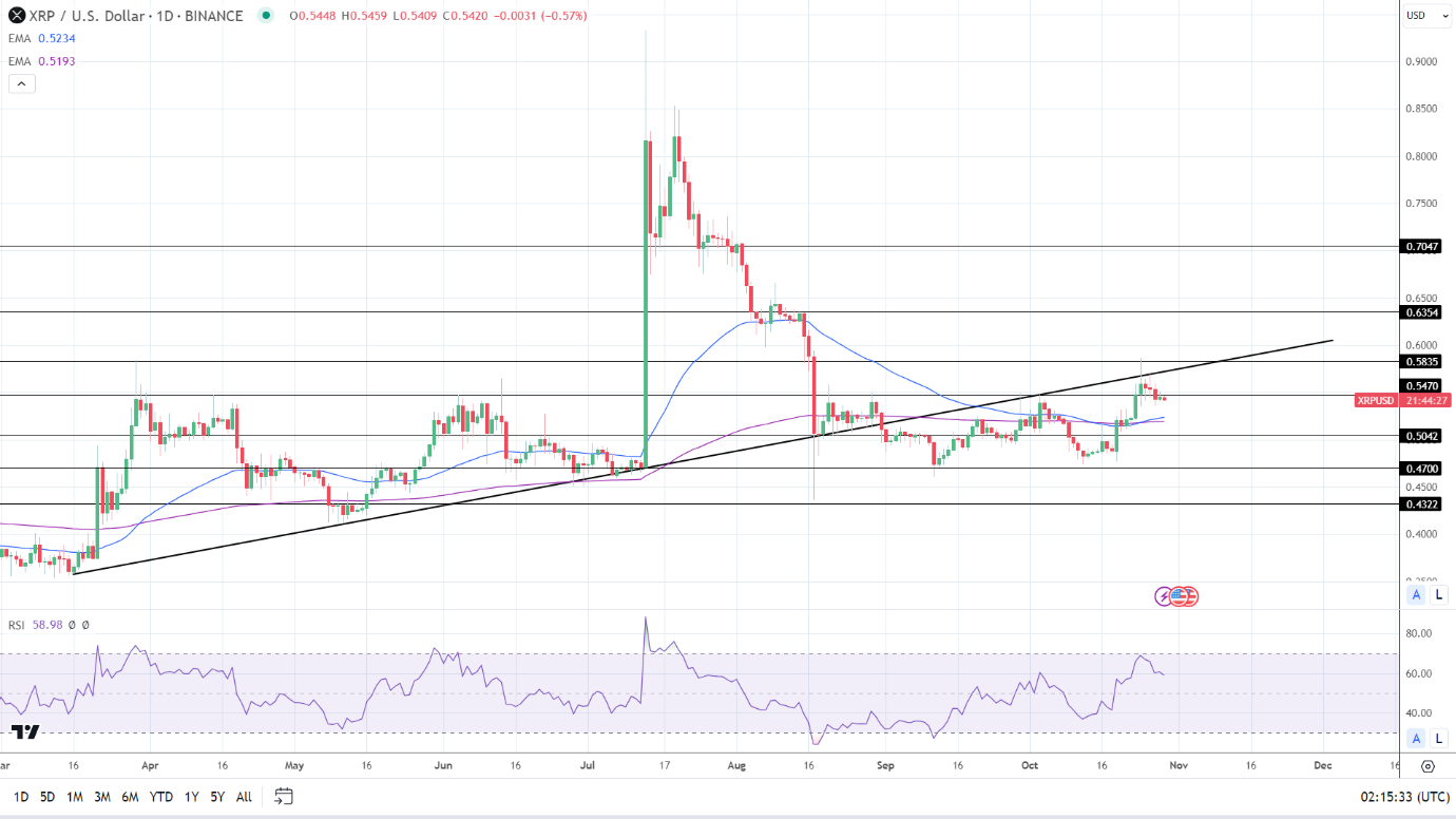 XRP Daily Chart affirms bullish price signals.