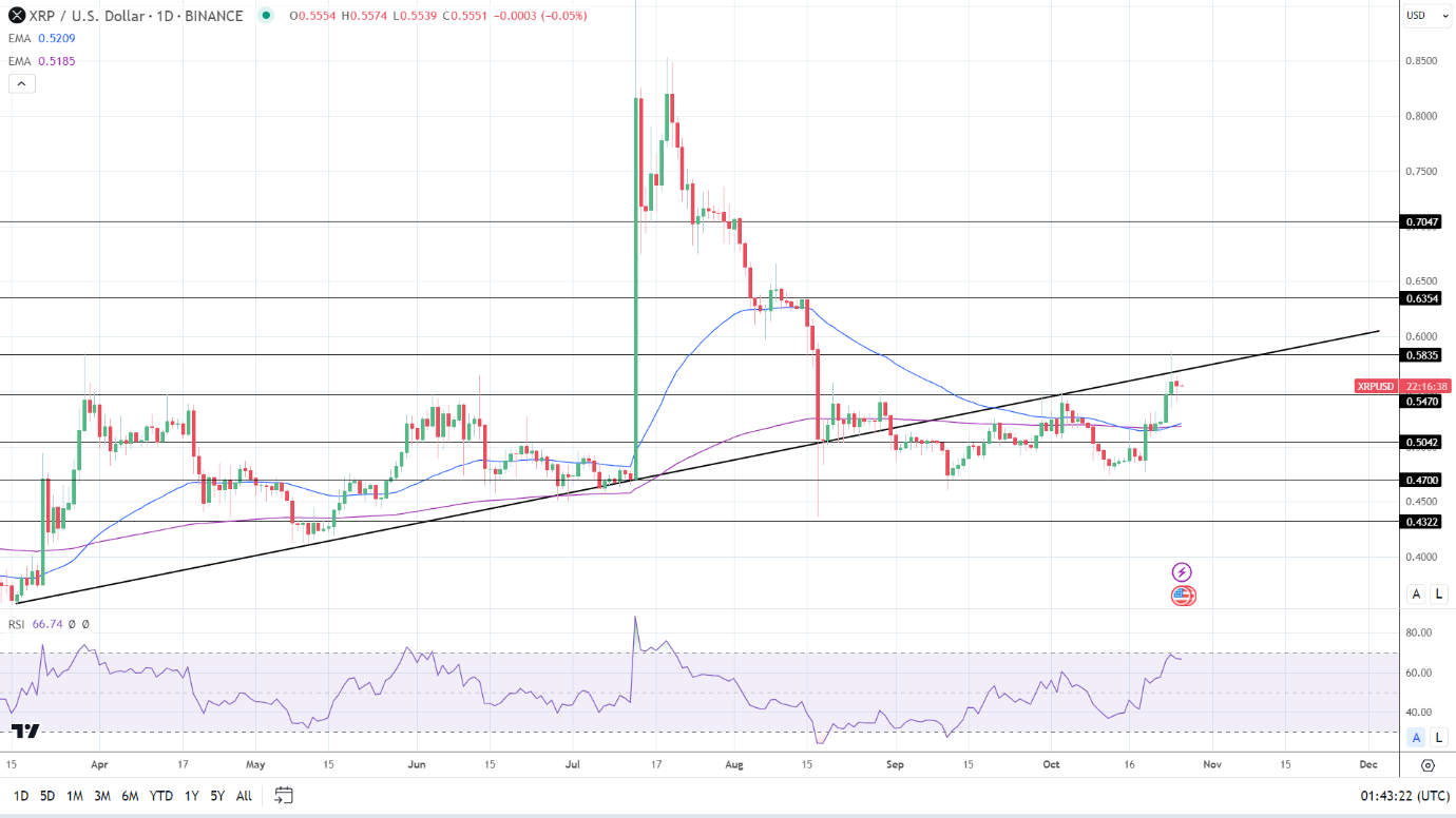 XRP Daily Chart affirms bullish price signals.