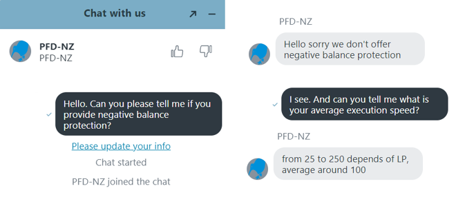 My conversation with PFD’s customer support