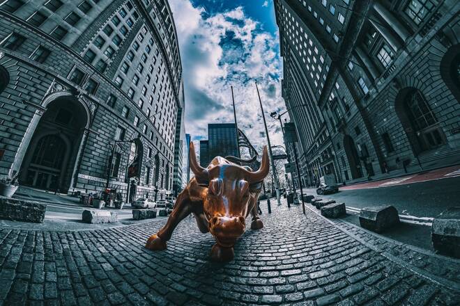 Bull statue on the street, FX Empire