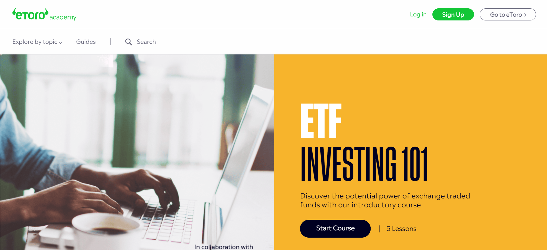 ETF Investing Course within the eToro Academy