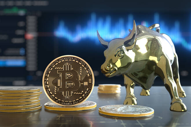 Bitcoin and bull, FX Empire