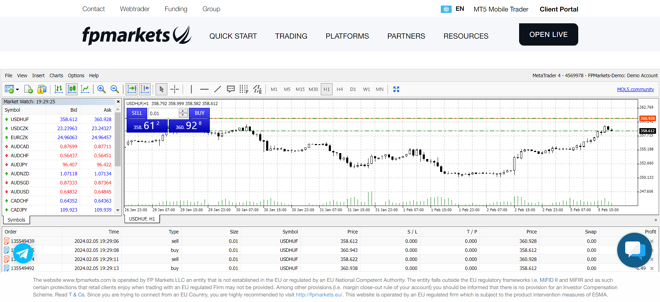 FP Markets WebTrader Platform