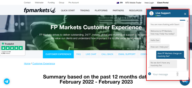 FP Markets Live Chat Support