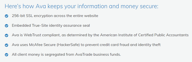 Some of AvaTrade’s protection methods
