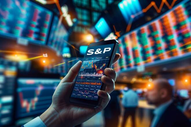 S&P on smartphone and trading charts, FX Empire