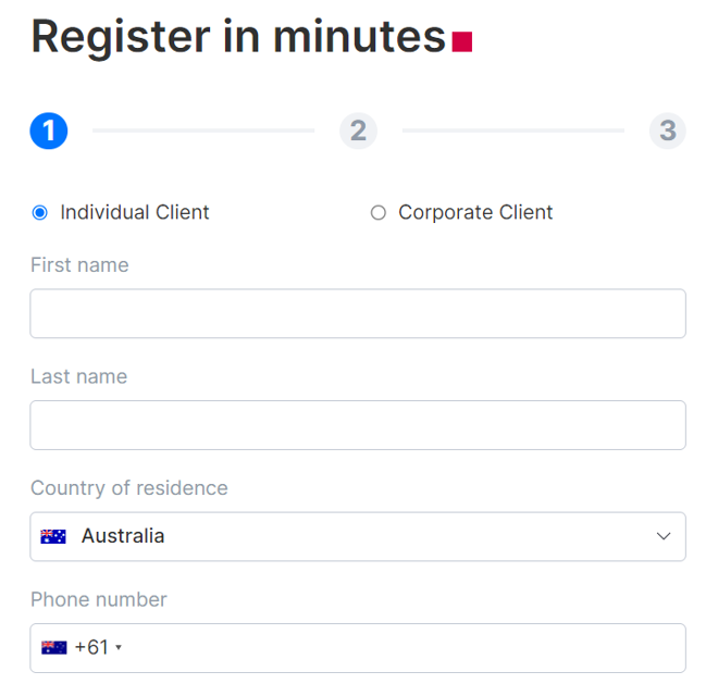 SquaredFinancial’s registration form