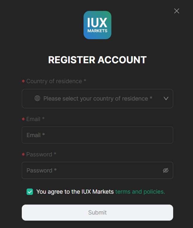 IUX’ registration form