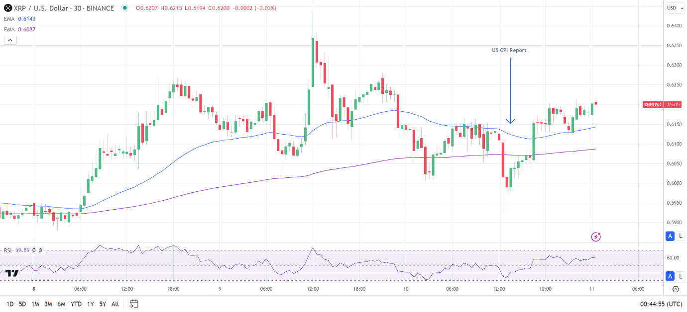 30-Minute chart and reaction to the US CPI Report.