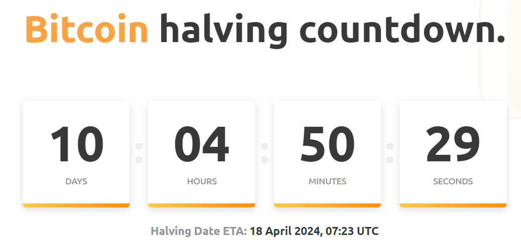 Bitcoin Halving in 10 Days.