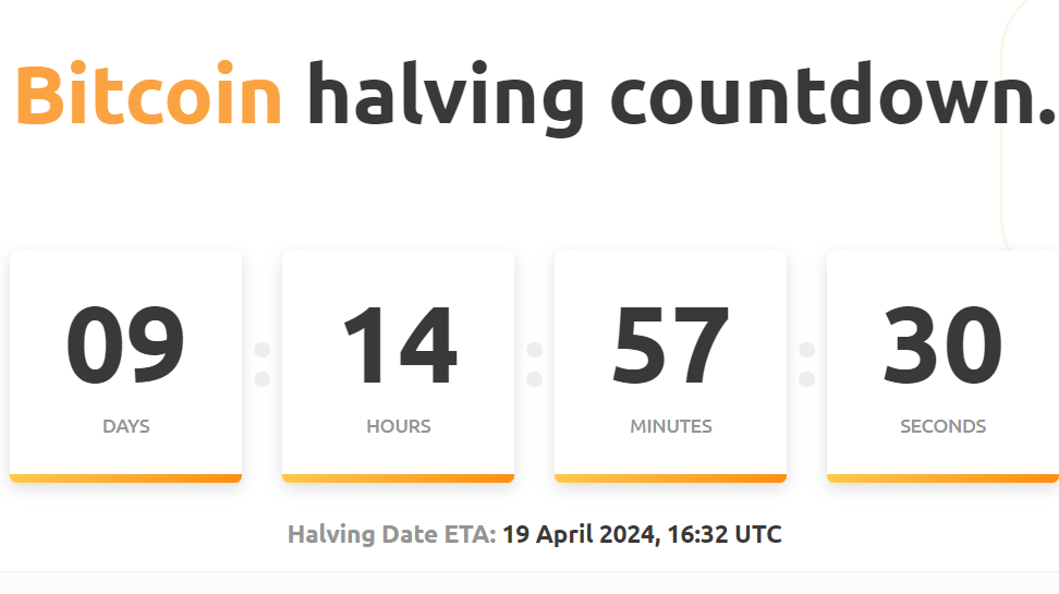Less than 10 days until the Bitcoin halving event.