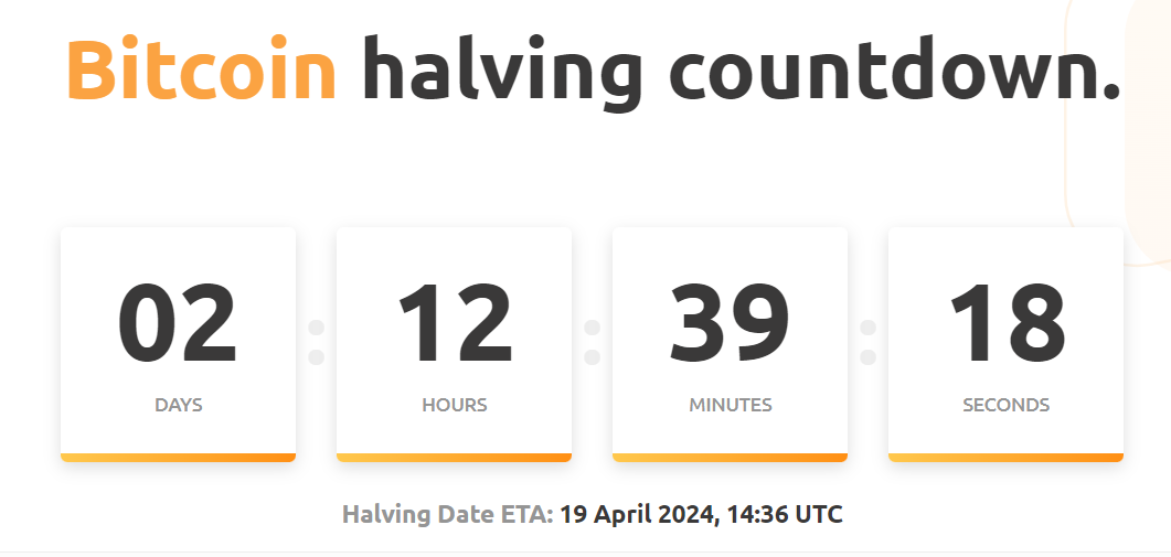Bitcoin Halving in less than 3 days.