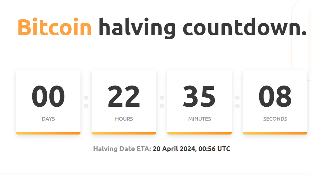 Bitcoin Halving in less than 24 hours.