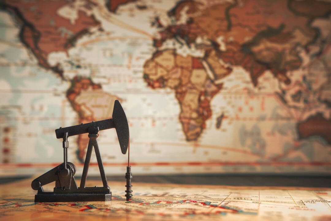Crude oil pumpjack and map, FX Empire