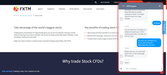 FXTM Live Chat Support