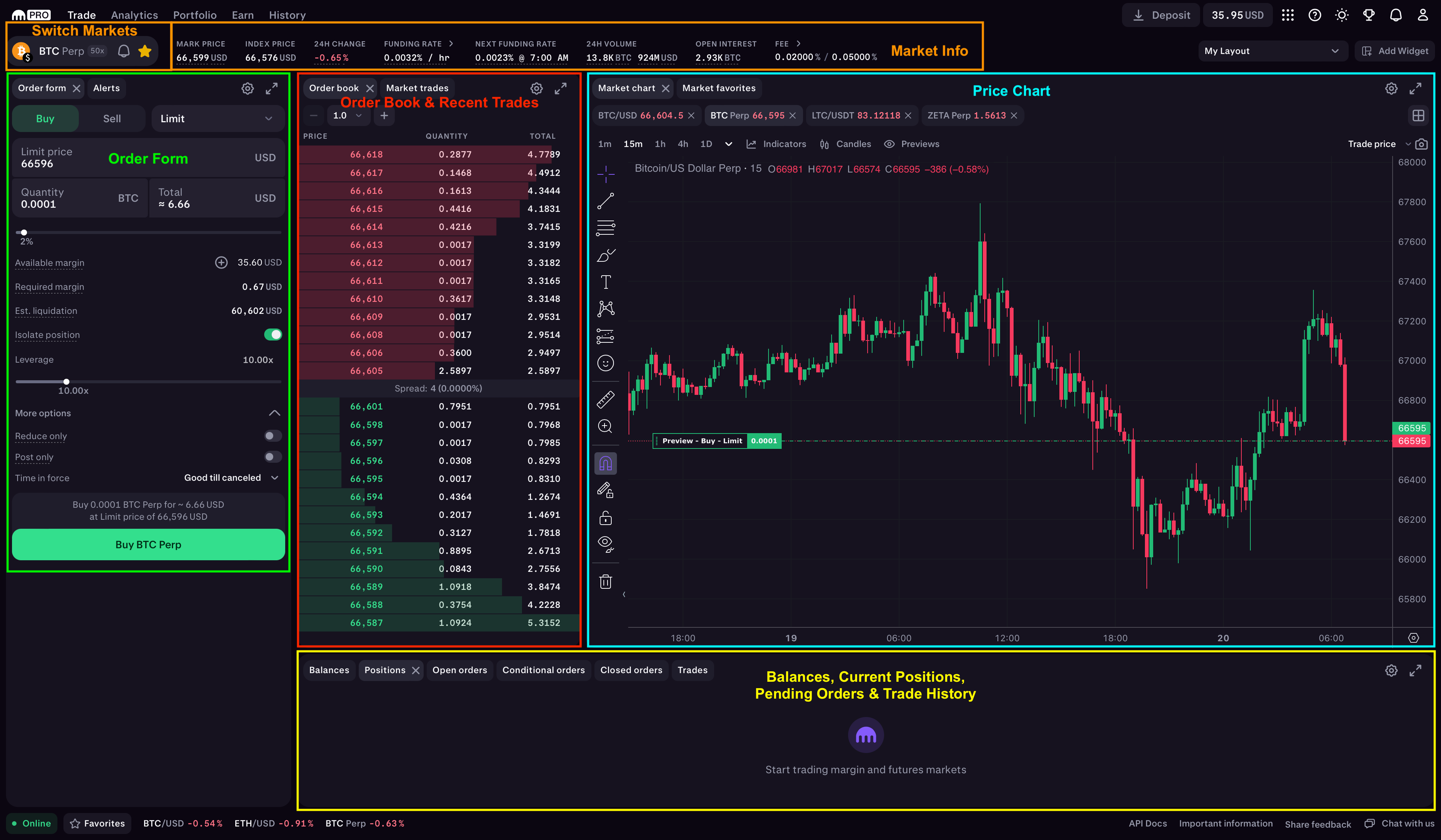 Interfaz de escritorio de Kraken Pro