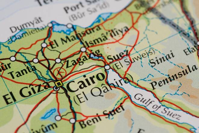 Close up map of Cairo, capital city of Egypt. FX Empire