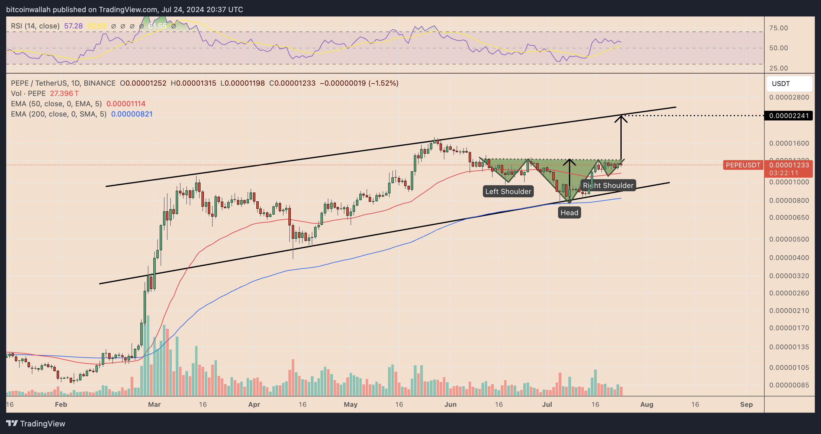 PEPEUSDT daily price chart