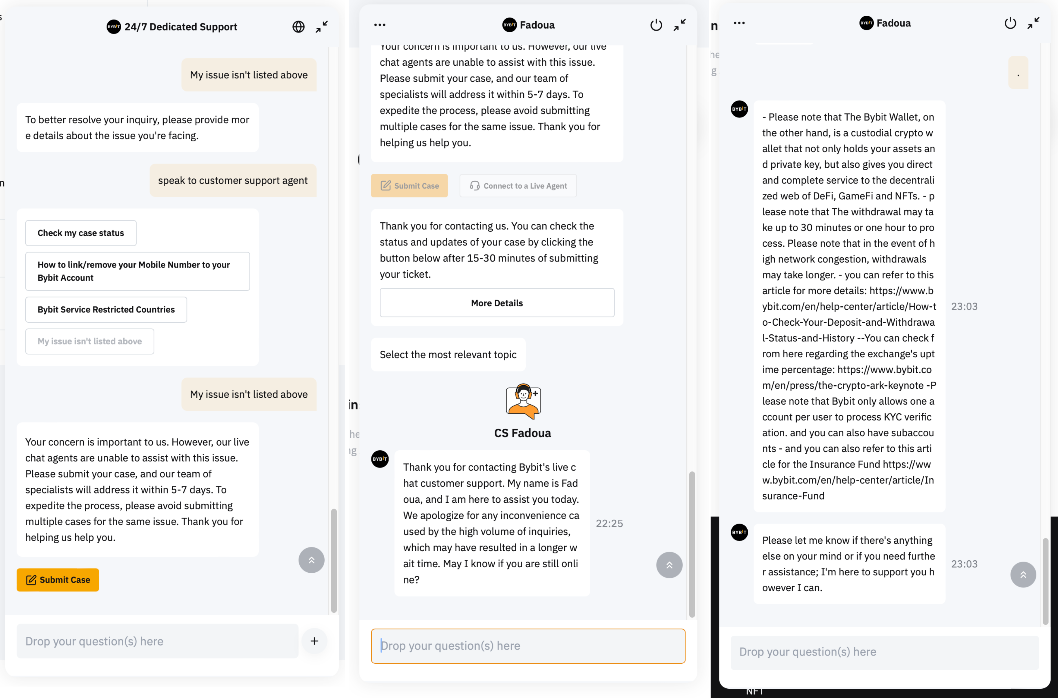 Chat en vivo con atención al cliente de Bybit