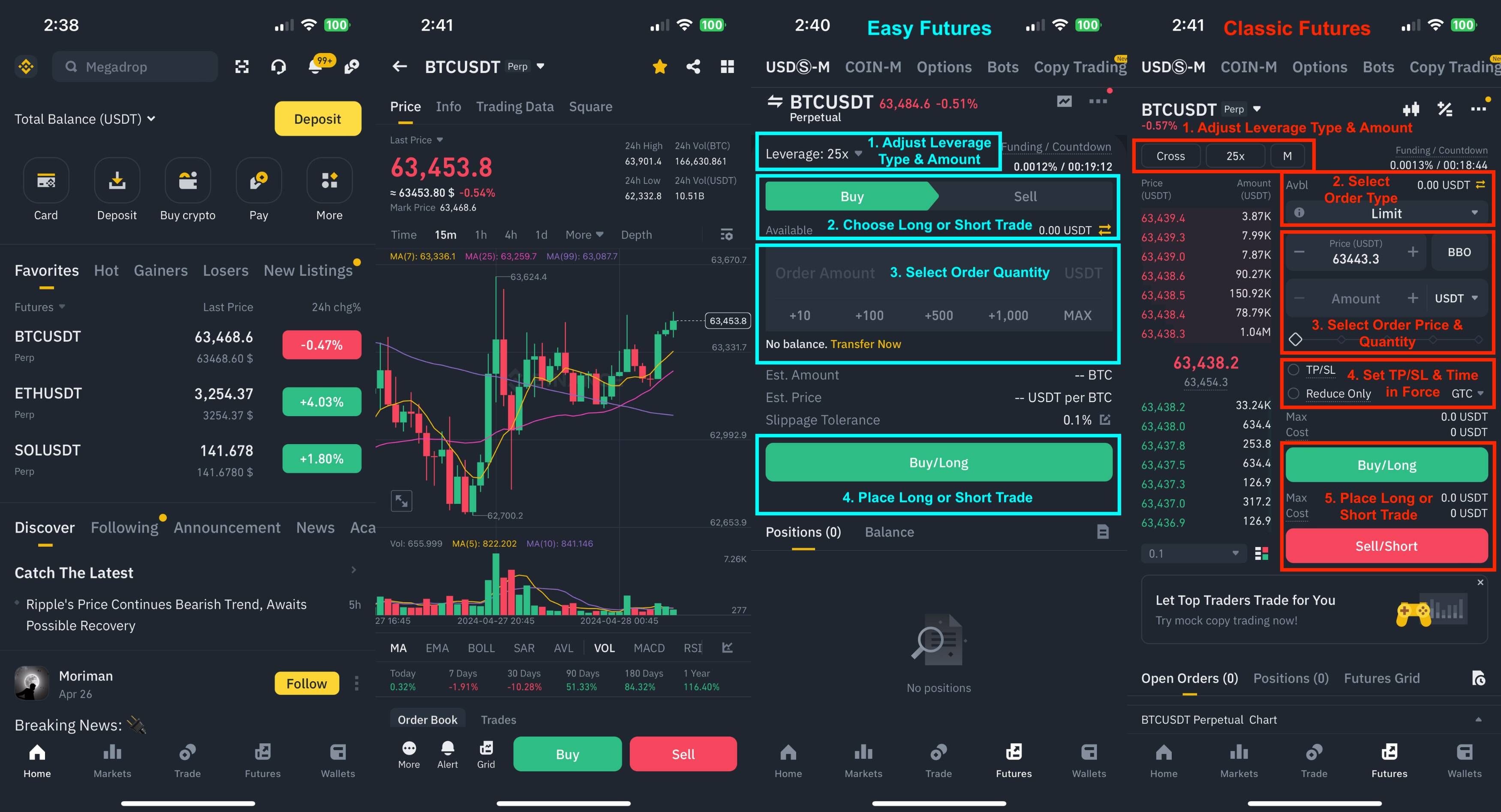 Binance Pro Mobile Interface &amp; Easy/Classic Futures Interfaces