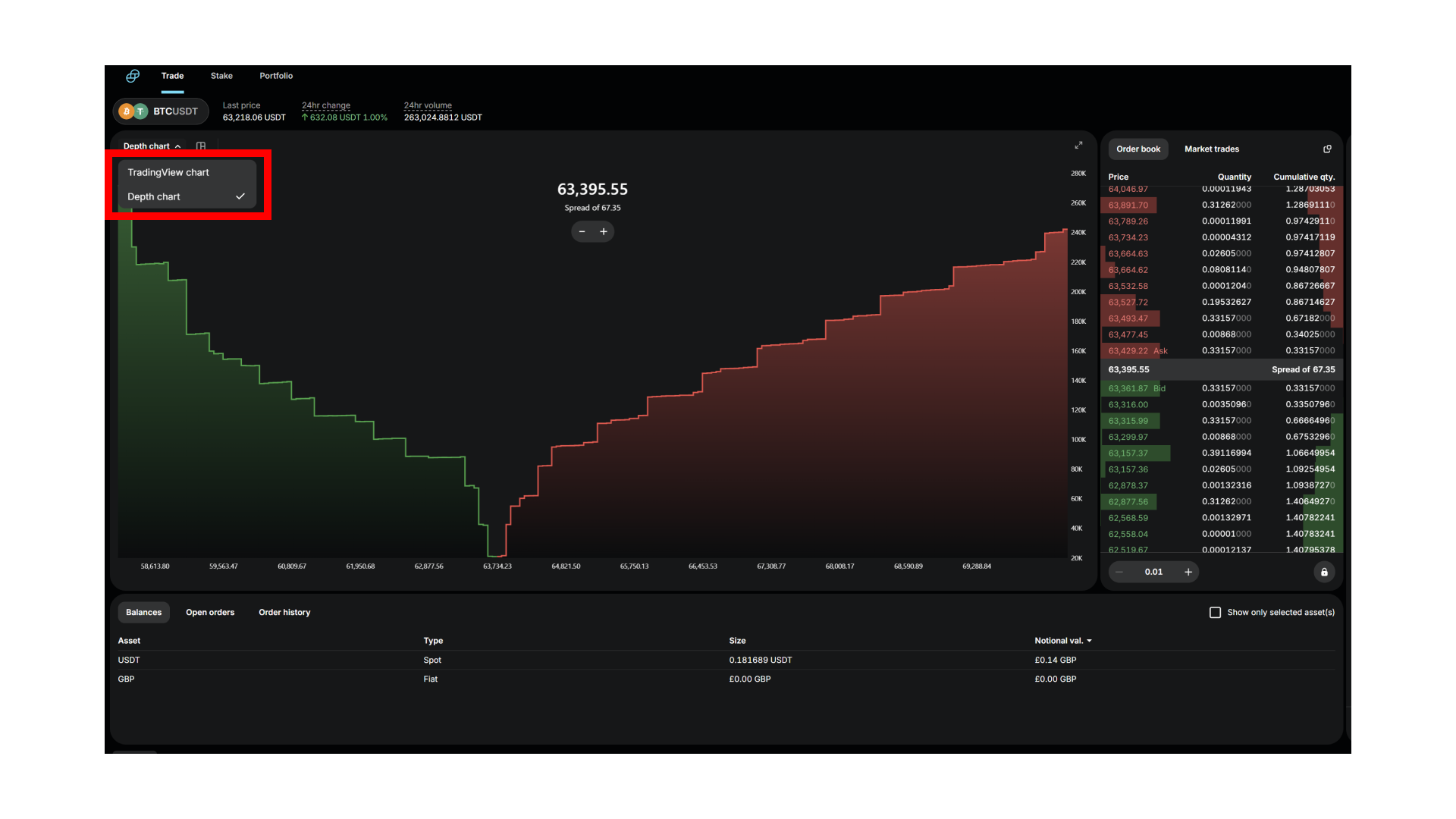 Switching Between Depth Chart and TradingView