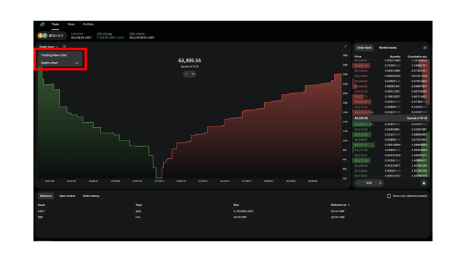 Switching Between Depth Chart and TradingView