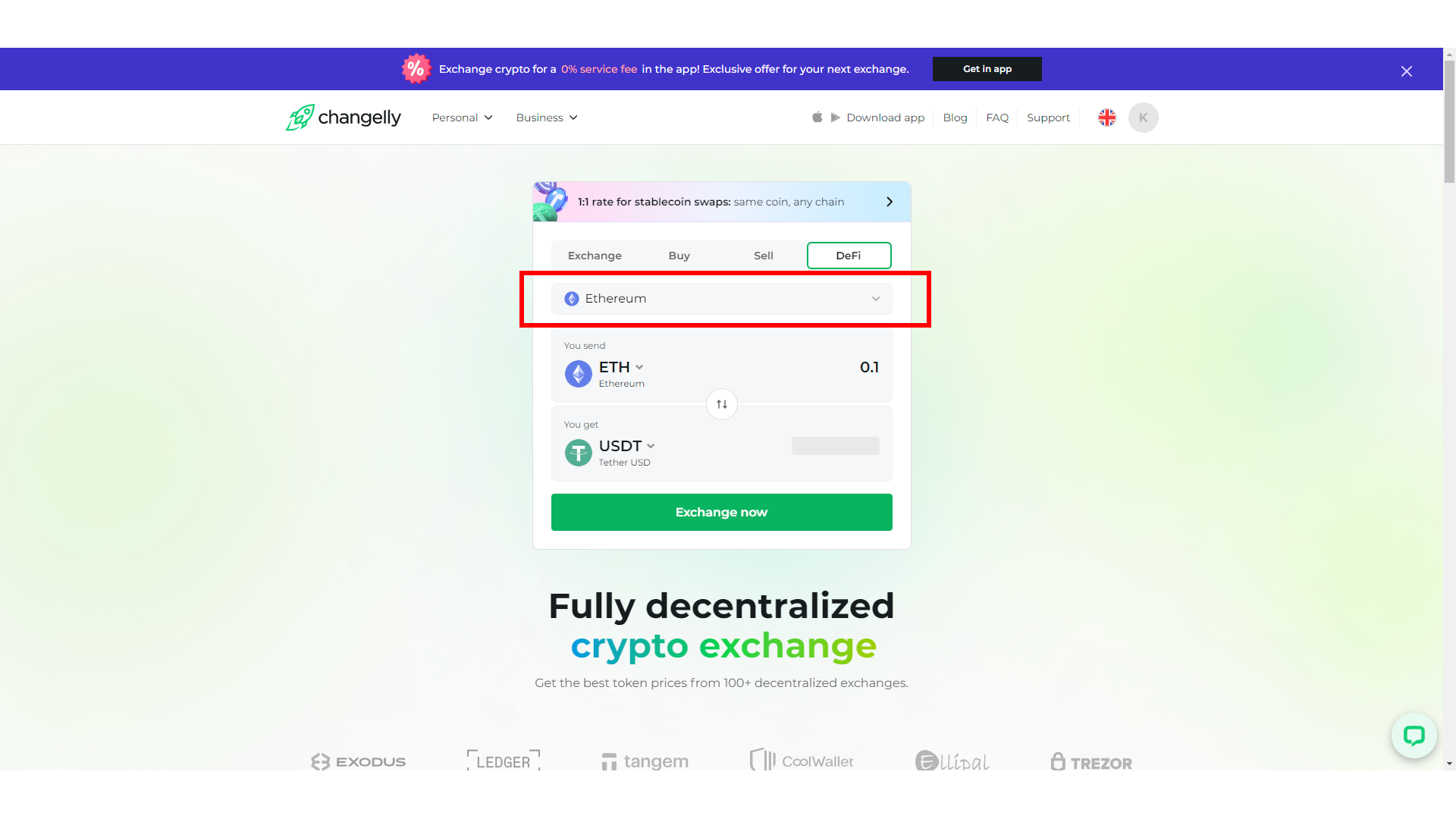 Changelly DeFi swap makes it possible to switch crypto within a single blockchain