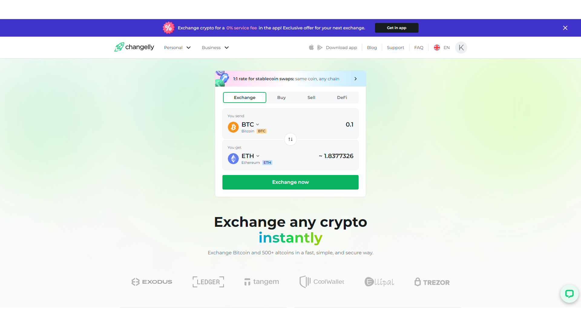 Changelly strives to make the process of exchanging crypto smooth and simple cutting off all the unnecessary tools and features