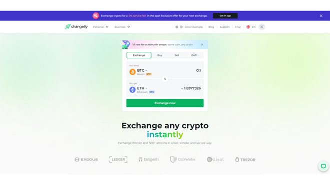 Changelly strives to make the process of exchanging crypto smooth and simple cutting off all the unnecessary tools and features