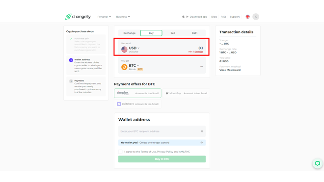 For some transactions, minimum deposits are specified to cover transaction fees