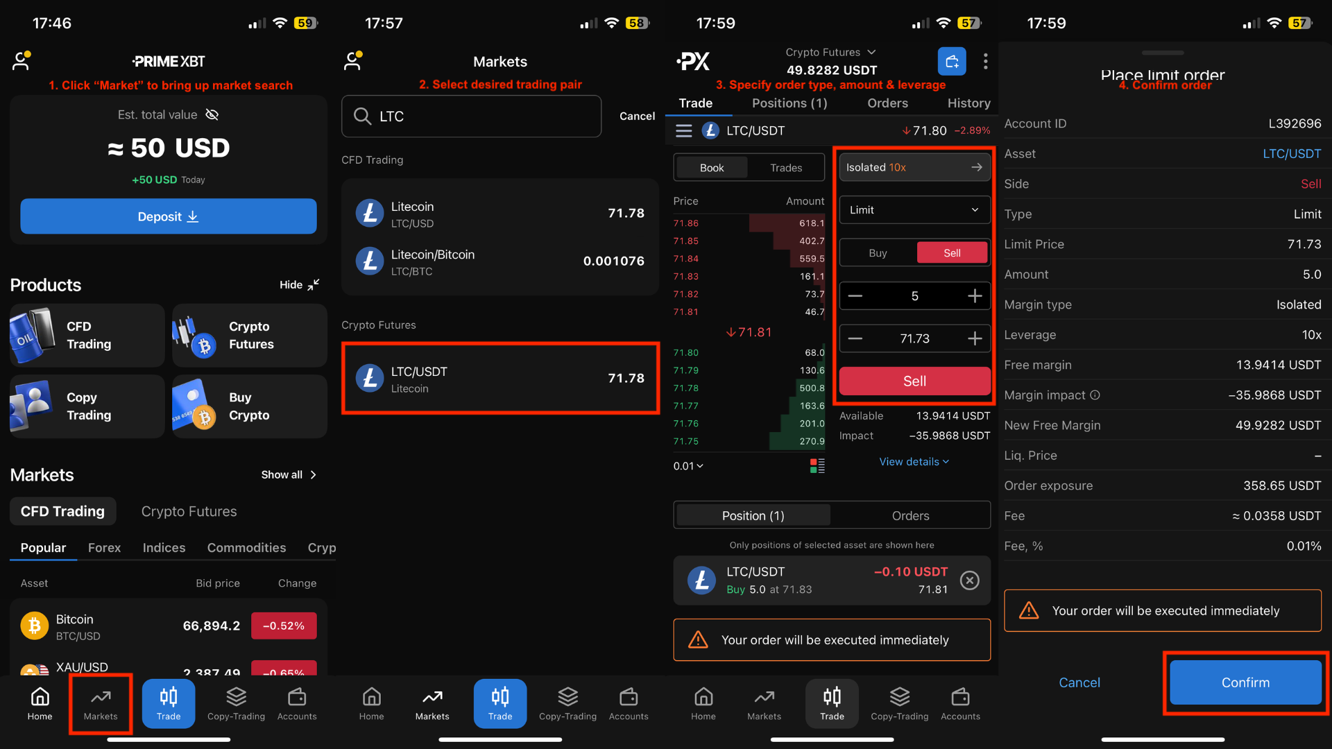 Executing Buy Orders on PrimeXBT