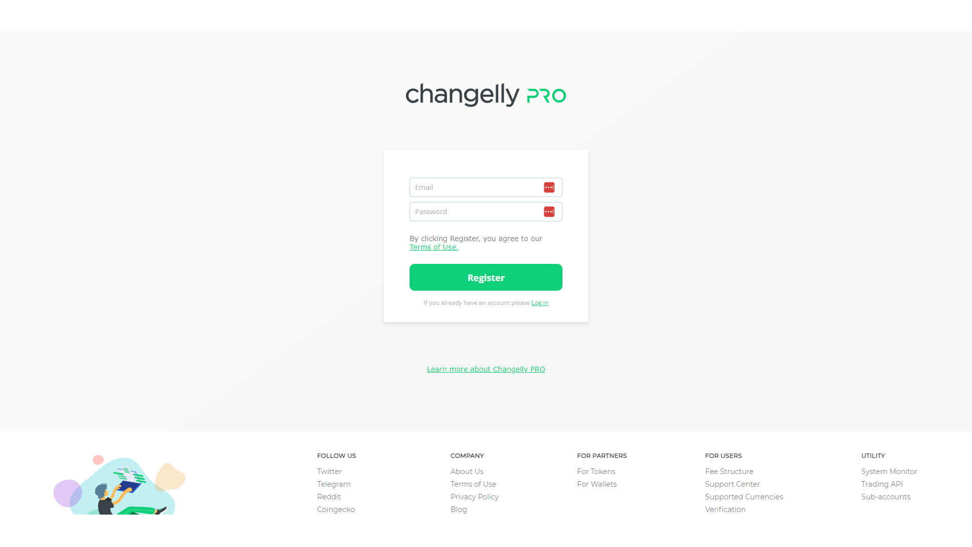 Changelly Pro requires creating a separate account