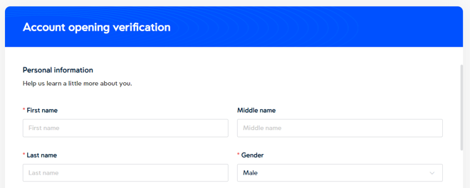 VT Markets’ account registration form (continued)