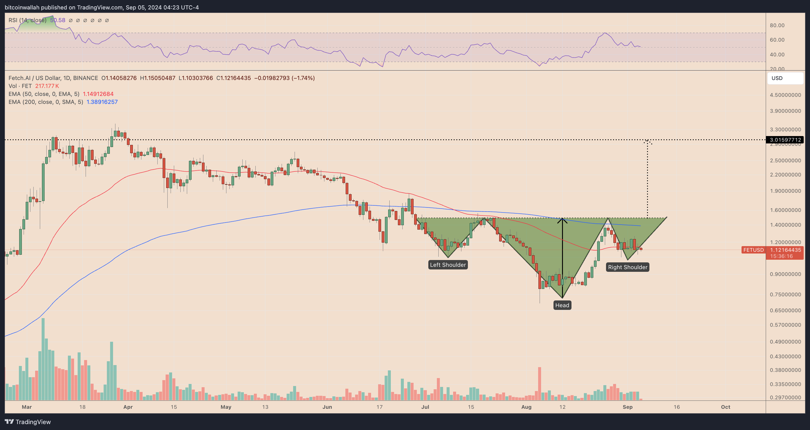 FET/USD daily price chart