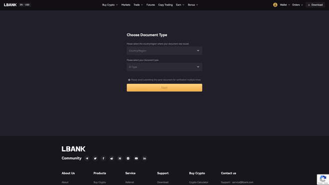 LBank KYC Page