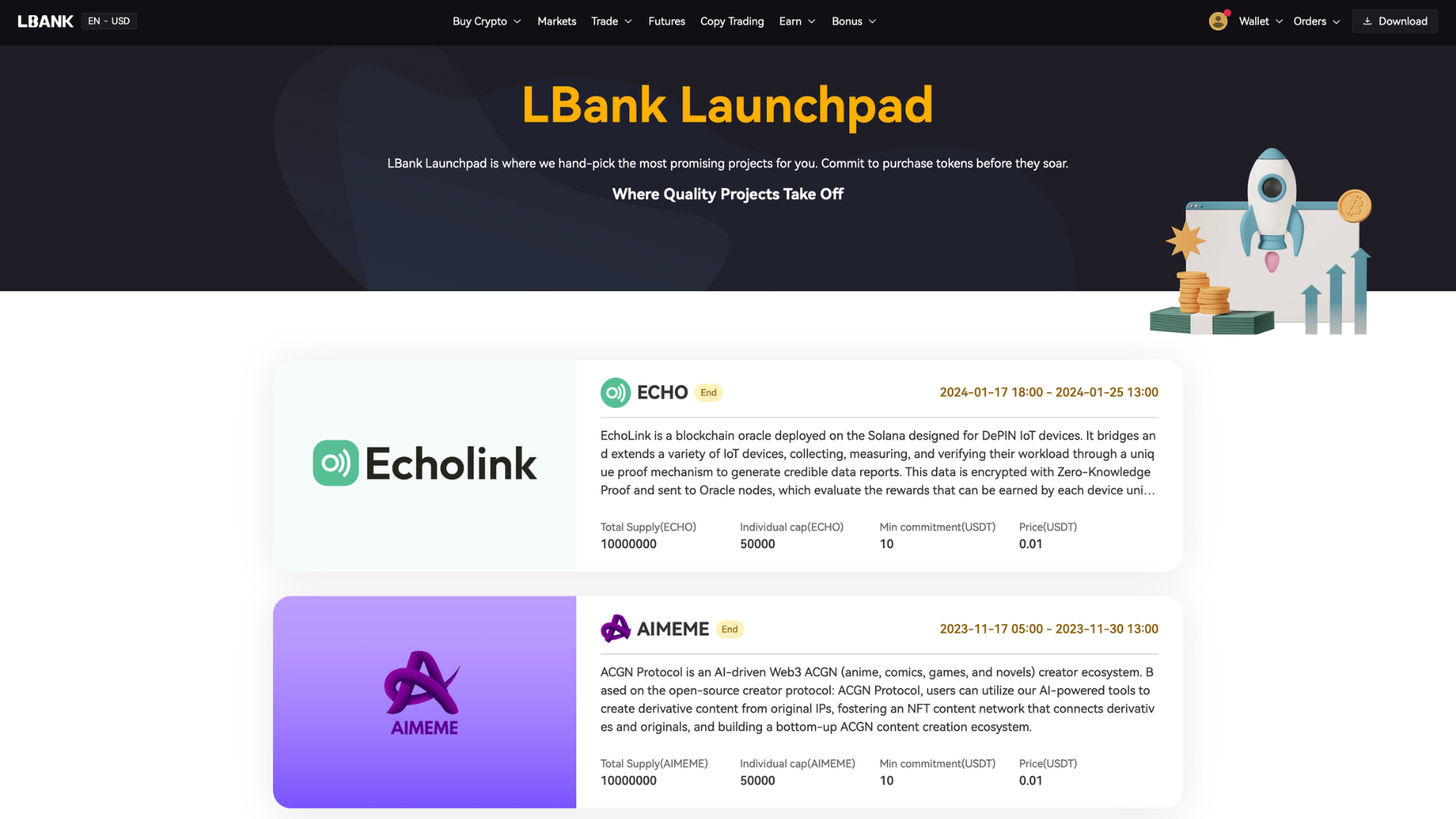 Il Launchpad di LBank