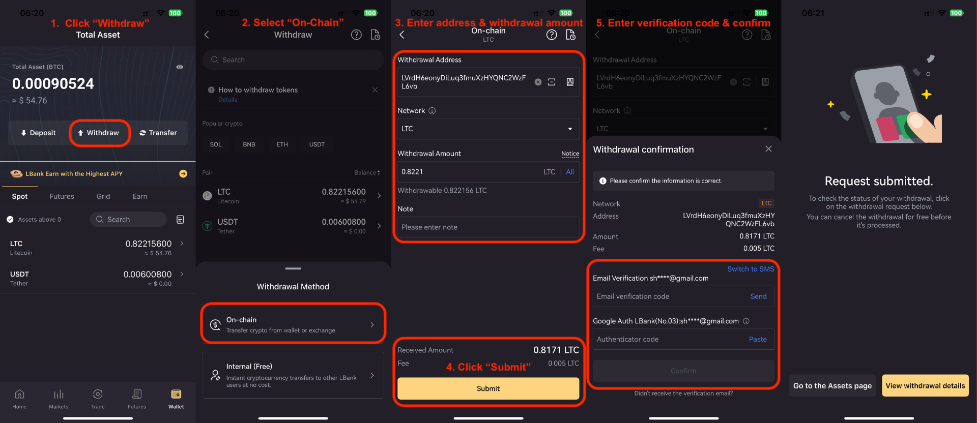 Procedura di prelievo crypto