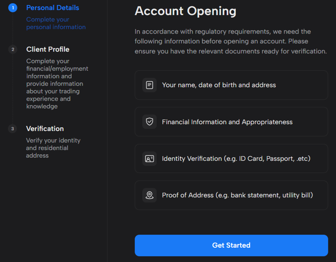 Mitrade’s account registration (continued)