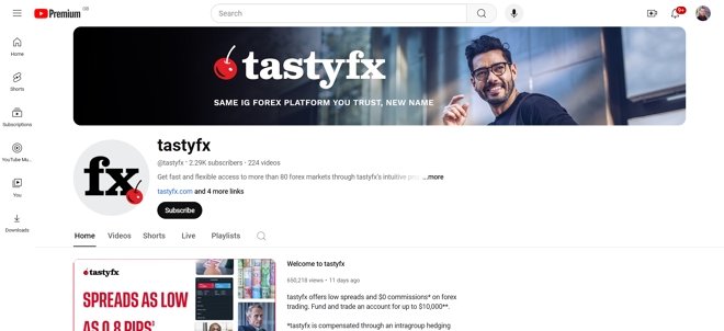 tastyfx YouTube channel