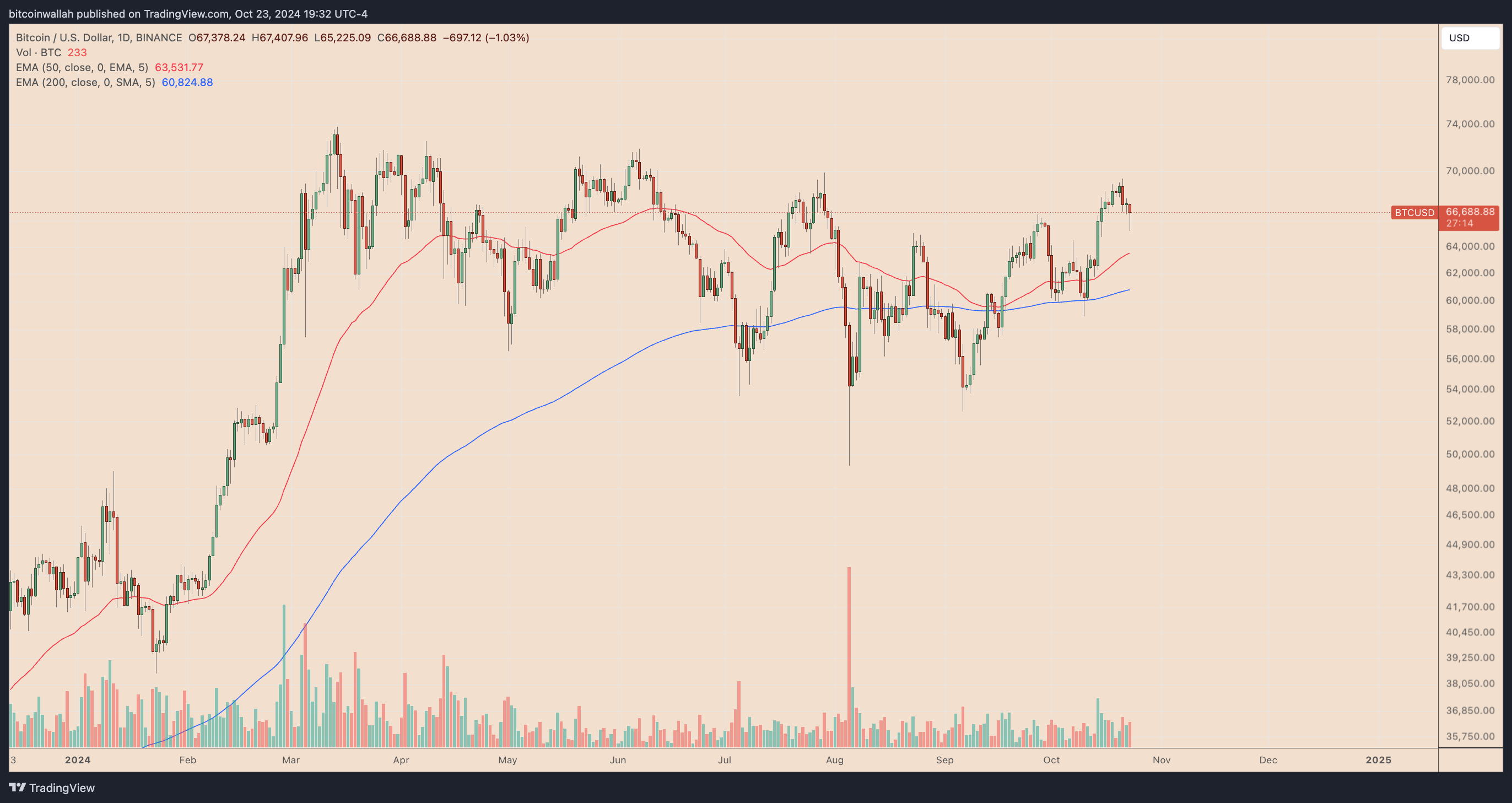 BTC/USD daily price chart