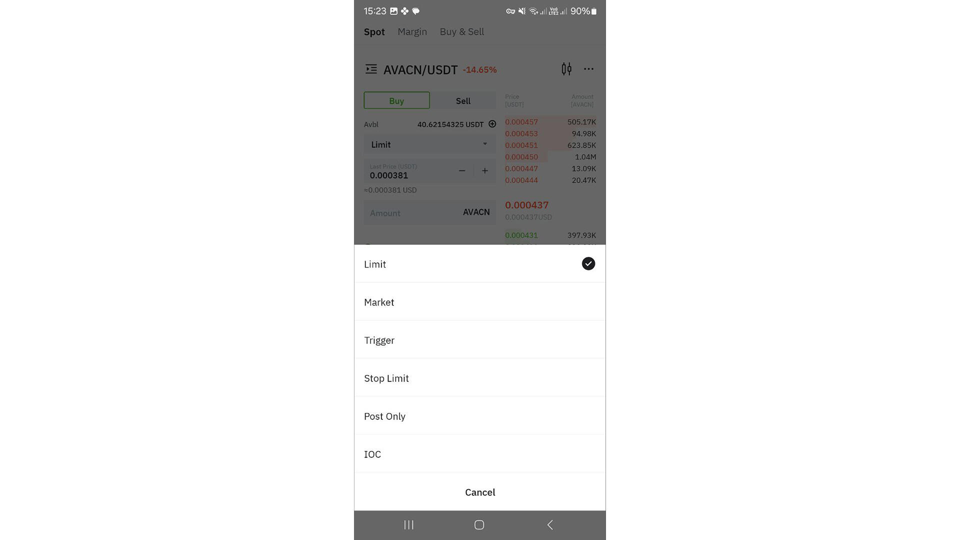 BitMart Mobile offers a wider selection of order types